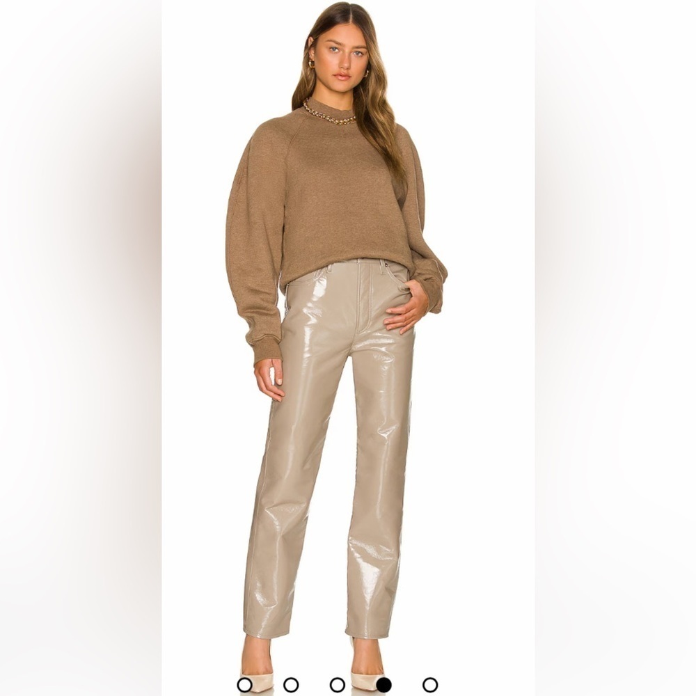 NEW Agolde Recycled Leather 90's Pinch Waist in Quail Patent Size 33 Tan